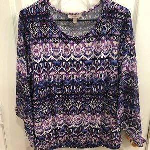 Purple and white blouse shirt